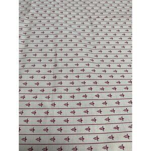 Marcus Bros Textile Beige & Red Floral Stripe Cotton Fabric 5/8 Yard Plus 3" 44"